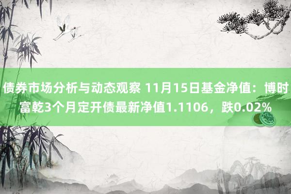 债券市场分析与动态观察 11月15日基金净值：博时富乾3个月定开债最新净值1.1106，跌0.02%