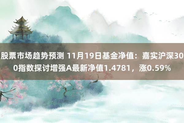 股票市场趋势预测 11月19日基金净值：嘉实沪深300指数探讨增强A最新净值1.4781，涨0.59%