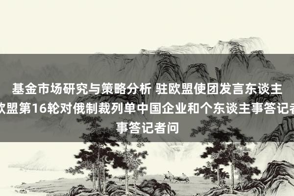 基金市场研究与策略分析 驻欧盟使团发言东谈主就欧盟第16轮对俄制裁列单中国企业和个东谈主事答记者问