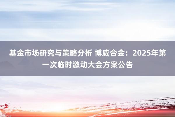 基金市场研究与策略分析 博威合金：2025年第一次临时激动大会方案公告