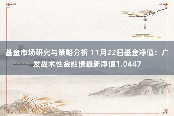 基金市场研究与策略分析 11月22日基金净值：广发战术性金融债最新净值1.0447