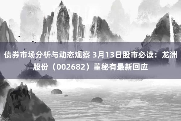 债券市场分析与动态观察 3月13日股市必读：龙洲股份（002682）董秘有最新回应