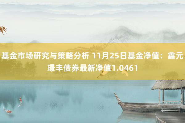 基金市场研究与策略分析 11月25日基金净值：鑫元璟丰债券最新净值1.0461