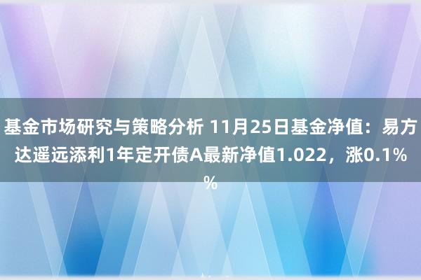 基金市场研究与策略分析 11月25日基金净值：易方达遥远添利1年定开债A最新净值1.022，涨0.1%