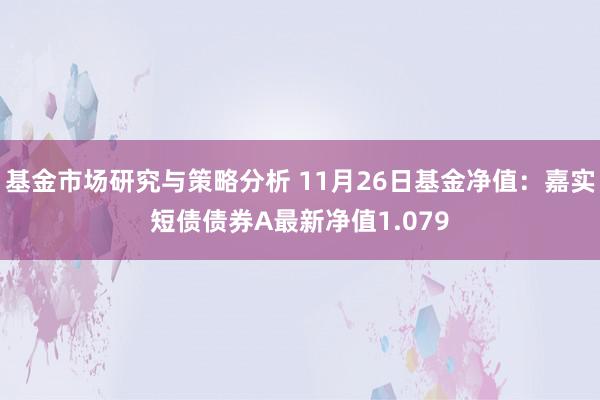 基金市场研究与策略分析 11月26日基金净值：嘉实短债债券A最新净值1.079