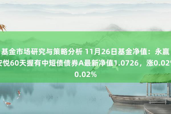 基金市场研究与策略分析 11月26日基金净值：永赢安悦60天握有中短债债券A最新净值1.0726，涨0.02%