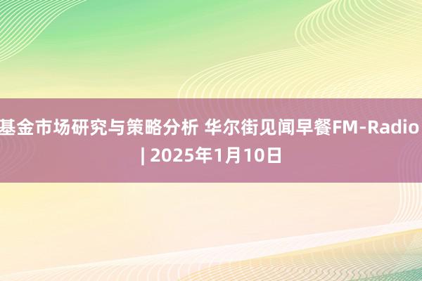 基金市场研究与策略分析 华尔街见闻早餐FM-Radio | 2025年1月10日