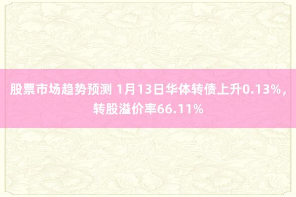 股票市场趋势预测 1月13日华体转债上升0.13%，转股溢价率66.11%