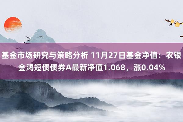 基金市场研究与策略分析 11月27日基金净值：农银金鸿短债债券A最新净值1.068，涨0.04%